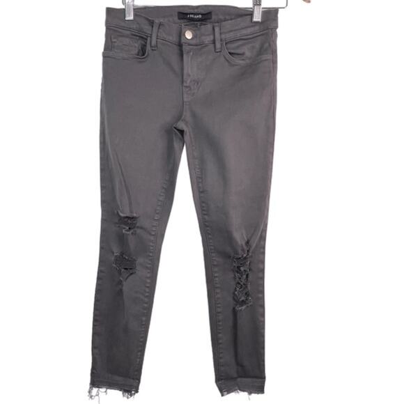 J Brand Frayed Distressed Black Skinny Jeans 27 - Picture 1 of 12